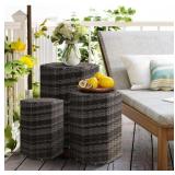 Sundale Outdoor Wicker Side Table Set of 3,