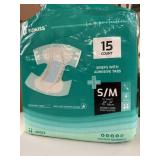 New (15) count S/M unisex diapers