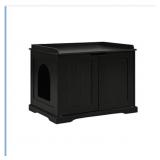 unipaws Black Cat Litter Box Enclosure Furniture,