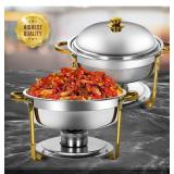 Chafing Dish Buffet Set, 6QT 8 Pack Gold Round