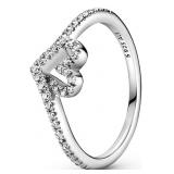 PANDORA Sparkling Wishbone Heart Ring (This item