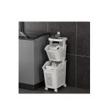 2 Tier Laundry Basket on Wheels,Clothes Storage