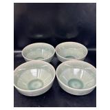Set of 4 Small Ceramic Serving Bowls, Light Green