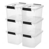 New 6 Quart Clear Storage Latch Box/Bins, 6-Pack