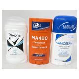 New (3) Deodorants Rexona, Mando, and Vanicream