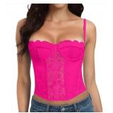 New AENLLEY Fashion Lace Bustier Corset Crop Tops