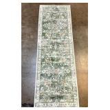 Green Boho Floral Design Runner Rug 2x6 feet, New