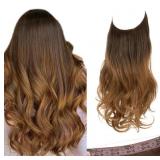SARLA Ombre Invisible Wire Hair Extensions with 3