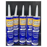 Lot of 5, Liquid Nails Heavy Duty Construction