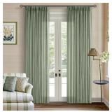 Sage Green Linen Curtains Pinch Pleated 84 Inches