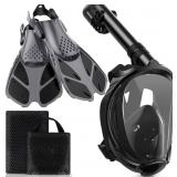 Odoland Snorkel Set, Dry Top Snorkel Mask with