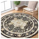 MUJOO Round Rug 5ft,Black Circle Area Rug