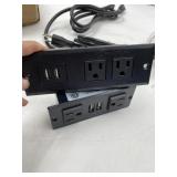 Lot of 2 black extension cords with usb ports.