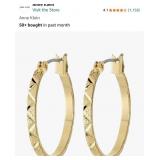 New Anne Klein Goldtone Leaf Hoop Earrings +