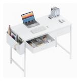 DLisiting White Small Desk with Fabric Drawers -