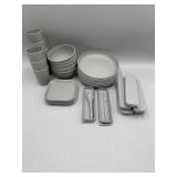 35pcs Wheat Straw Dinnerware Sets - Lightweight