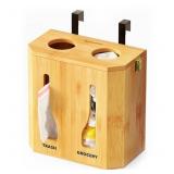 New Bamboo 2 in 1 Garbage Bag Roll Holder &