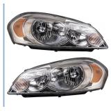 TRQ 2 Piece Headlight Assembly Set Halogen Chrome