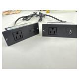 New lot of two recessed power outlets with usb