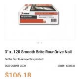 Paslode 3in x .120 Smooth Brite RounDrive Nail.