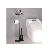 Modern Free Standing Toilet Paper Holder, Black