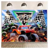 New Generic Monster Truck Happy Birthday Banner