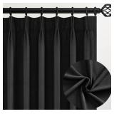 Topfinel 94 Inch Length Pinch Pleat Black Linen