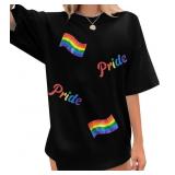 New Size Medium FASHGL Pride Shirt Women Rainbow