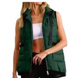 New Puffer Vest Womens Sleeveless Puffy Hooded