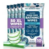 Body Wipes For Adults Bathing No Rinse 50pc XL -