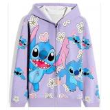 Size 8 Youth Disney Stitch Themed Zip-Up Hoodie