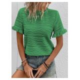 New Samefar Womens Crewneck Texture Ruffle Shorts