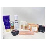 Assorted cosmetics, foundation, blush,