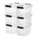 New 6 Quart Clear Storage Latch Box/Bins, 6-Pack