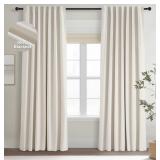 Topfinel Linen Blackout Curtains 96 Inch Long,