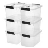 New 6 Quart Clear Storage Latch Box/Bins, 6-Pack