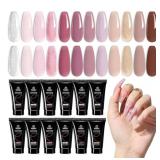 Beetles Poly Nail Extension Kit, 12 Colors Pink