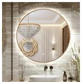 New 32" Round LED Bathroom Mirror, Wall Mounted