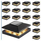 Solar Post Cap Lights Outdoor 16-Pack, Black