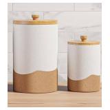 Ceramic Kitchen Canisters for Countertop Set of 2