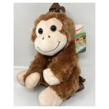 Brown Monkey Plush Backpack for Kids, Cute