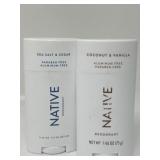 Lot of 2 Native Deodorant, Natural Deodorant for