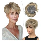 PHOCAS Short Hair Topper for Women with Thinning