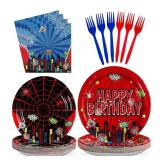 Grencian 96Pcs Cartoon Spider Birthday Party