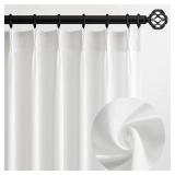 Topfinel White Pinch Pleat Linen Curtains for