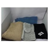 New 4pc assorted bath mats, chenille and waffle