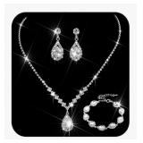 Unicra Bride Crystal Necklace Earrings Set Bridal