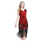 1920s Flapper Dress with Sequins & Fringe Double