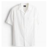 New H&M REGULAR FIT LINEN-BLEND RESORT SHIRT Size