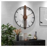Modern Walnut Dial Wall Clock, Wood Large Wall